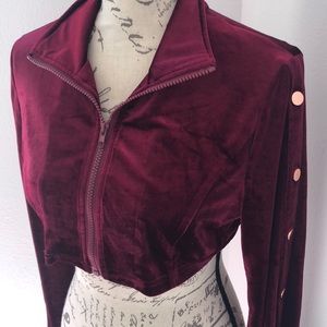 Velvet-like crop zip- up crop jacket size Medium